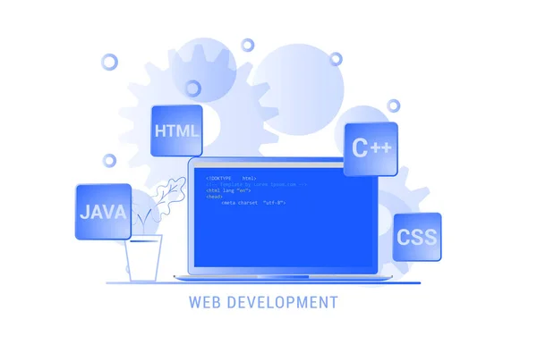 Banner Conceito Programação Software Desenvolvimento Web Conceito Programação — Vetor de Stock