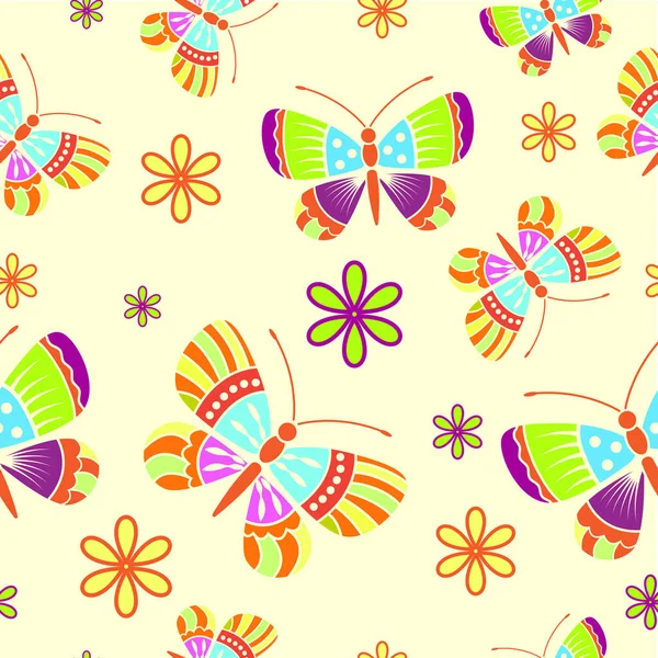 Красивые Бабочки Абстрактный Бесшовный Фон — стоковый вектор