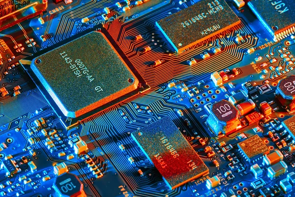 Electronic circuit board close up. Royalty Free Stock Images