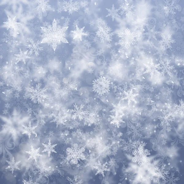 Fundo de Natal azul com flocos de neve — Fotografia de Stock