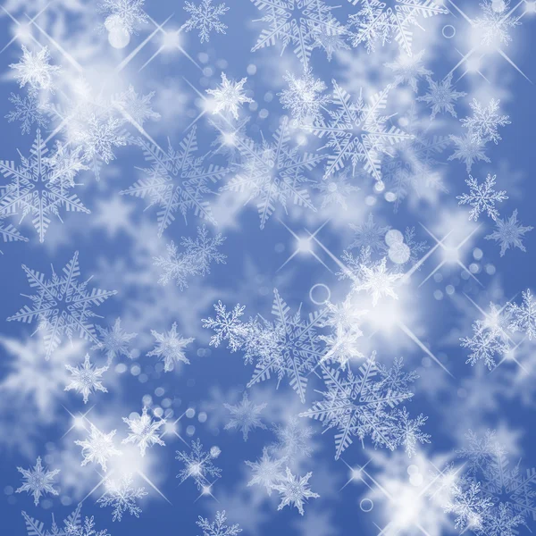 Голубой рождественский фон со снежинками — стоковое фото