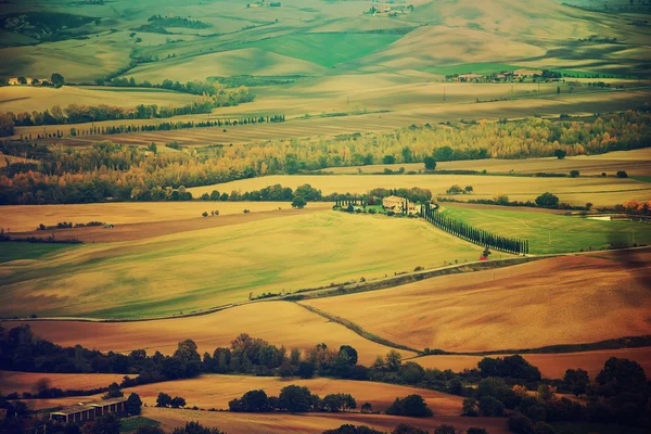 Campos ondulados en Toscana — Foto de Stock