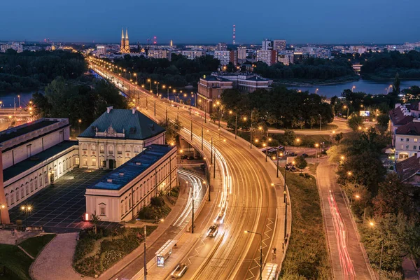 Ciudad de Varsovia de noche — Foto de Stock