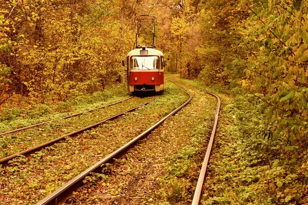 Vintage červená tramvaj — Stock fotografie