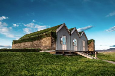 İzlanda 'daki çimenlik evler