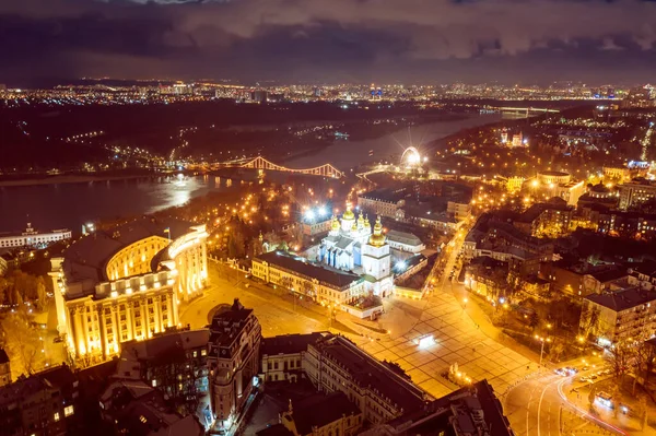 Αεροφωτογραφία νύχτα Κίεβο — Φωτογραφία Αρχείου