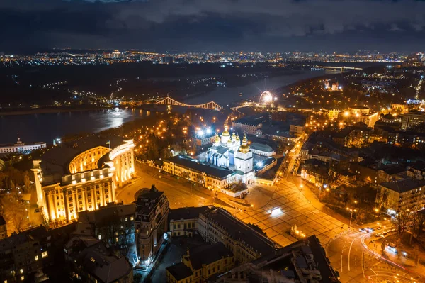 Flygfoto natt Kiev — Stockfoto