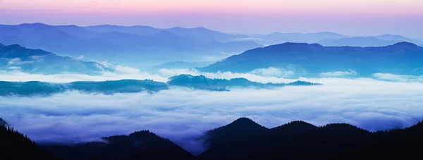 Mountain foggy sunrise — Stock Photo, Image