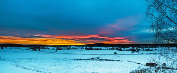 Zachód krajobraz zimowy — Zdjęcie stockowe