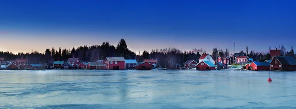 Vissersdorp op winter — Stockfoto