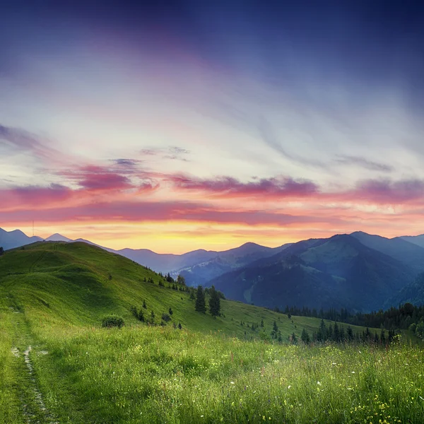 Horský západ slunce — Stock fotografie