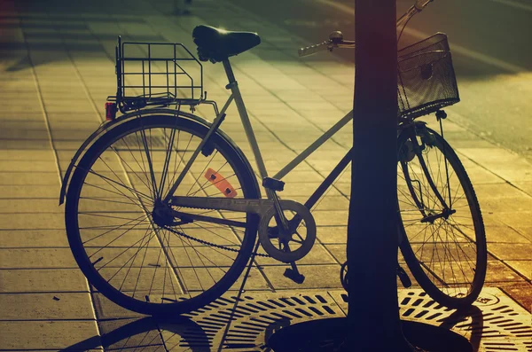 Ρετρό ποδήλατο στο δρόμο — Φωτογραφία Αρχείου