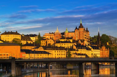 Stockholm Şehir Manzarası Gün doğumunda