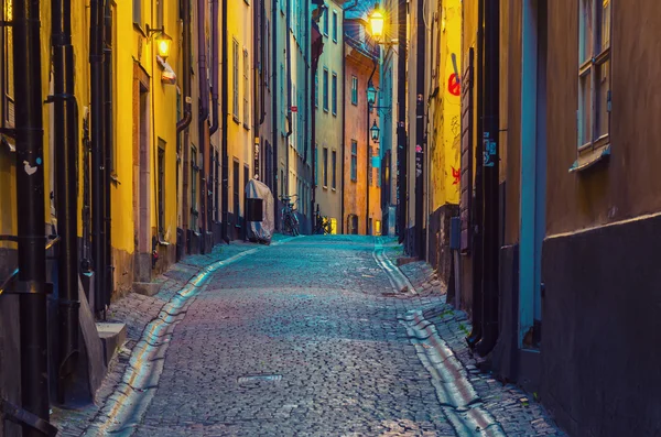 Gamla stan Straße bei Nacht — Stockfoto