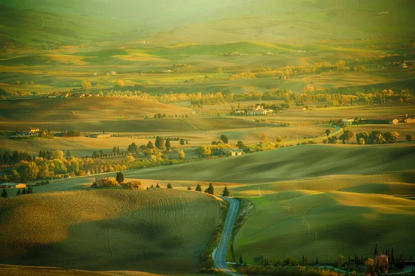 Campos ondulados em Toscana — Fotografia de Stock