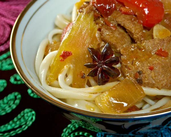 Oriental uzbek soup lagman — Stock Image Oriental uzbek soup lagman Stock Photo