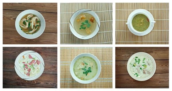 Set of different soups — Stock Image Set of different soups Royalty Free Stock Images