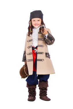 Ortaçağ korsan gibi giyinen çocuk