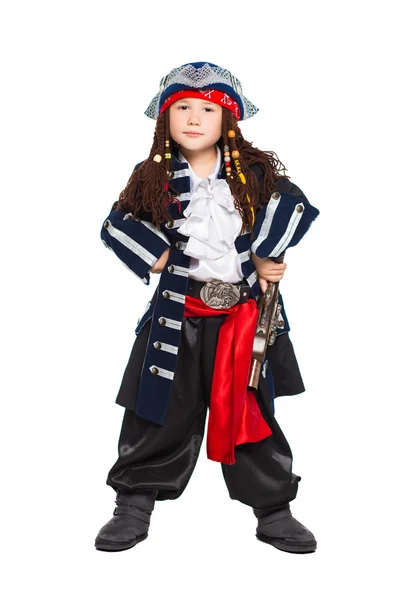 Jongen verkleed als middeleeuwse piraat — Stockfoto