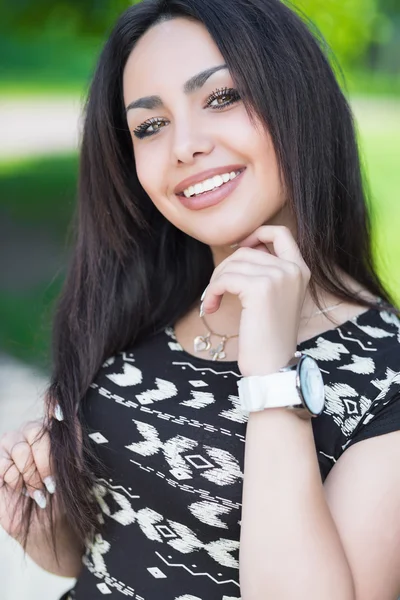 Portrait of cheerful young brunette — Stock Photo, Image