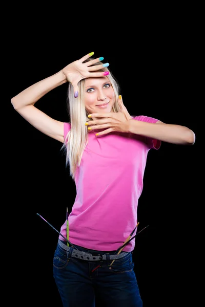 Pretty smiling blond woman — Stock Photo, Image