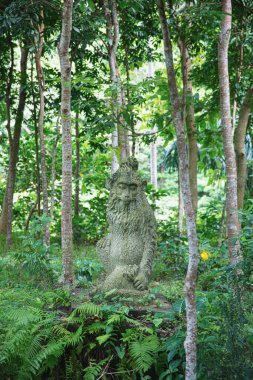 Geleneksel Balili maymun heykeli. - Evet. Maymun Ormanı, Endonezya
