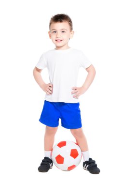 Futbol topu ile Tekdüzen poz çocuk
