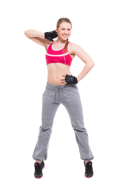 Kobieta tańczy w Odzież sportowa — Zdjęcie stockowe