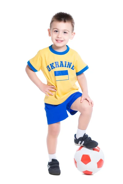 Nice little Ukrainian footballer — Stock Photo, Image