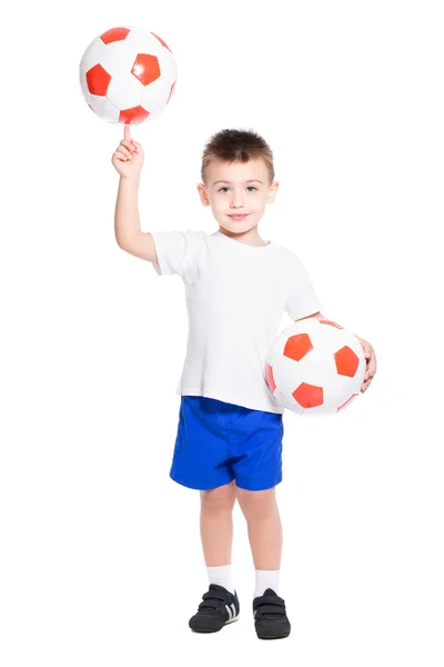 Football player holding ball on finger — Stock Photo, Image