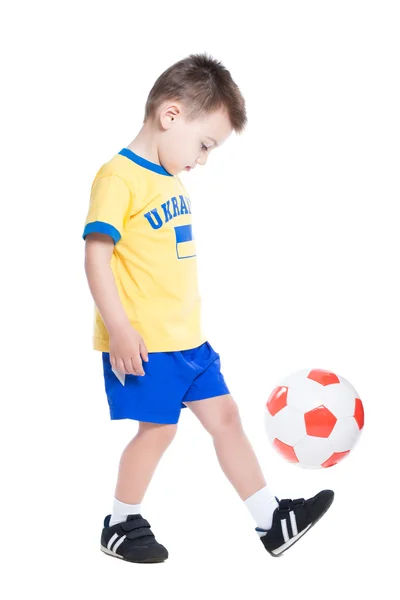 Ukrainian boy playing football — Stock Photo, Image