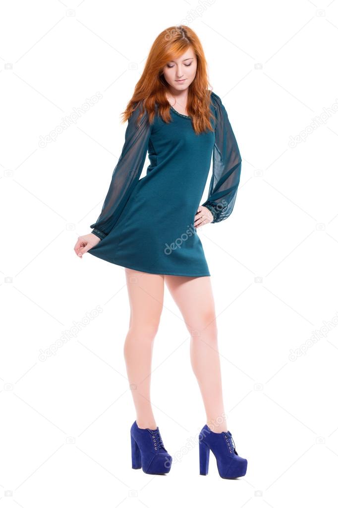 Redhead woman in dress