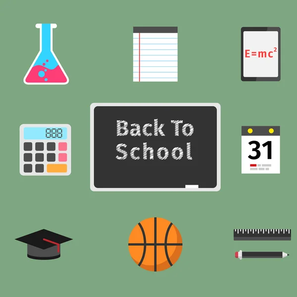 Back to school flat concept set — Stock Vector