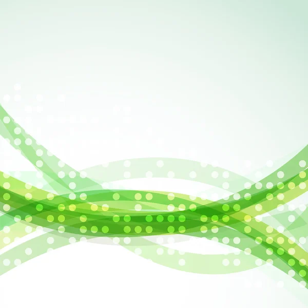 Brillante verde abstracto swoosh líneas punto fondo — Vector de stock