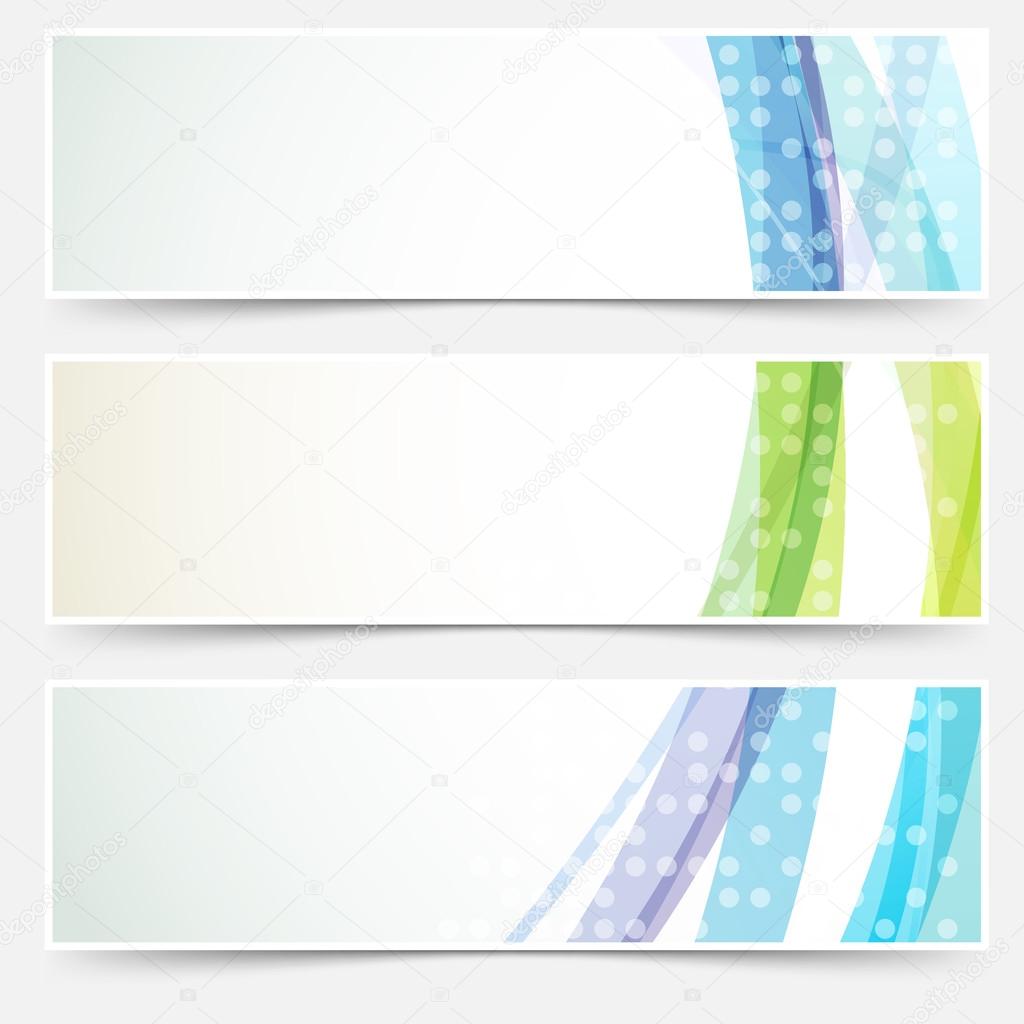 Bright abstract cards headers footers set