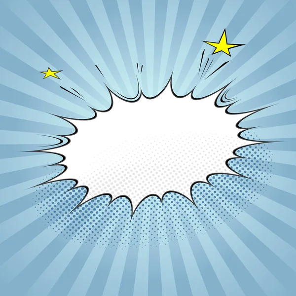 Popüler sanat stil konuşma balonu üzerinde mavi arka plan