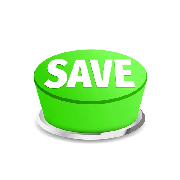 Save green realistic button sign — Stock Vector