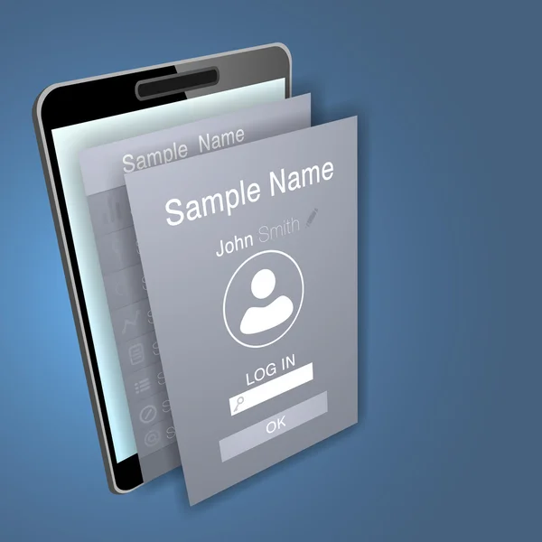 Mobile App-Bildschirme über Handy — Stockvektor