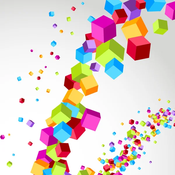 Cubes volants perspective d'onde lumineuse colorée — Image vectorielle