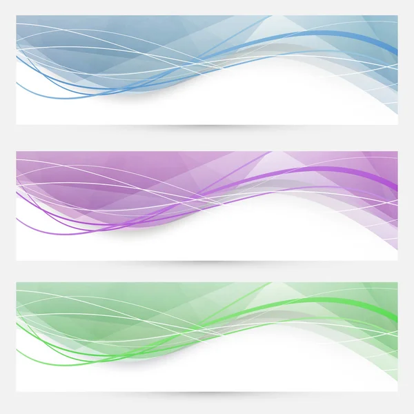 Swoosh wave crystal header collection — Stock Vector
