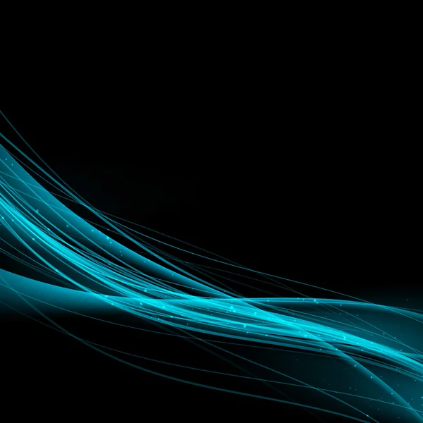 Líneas azules brillantes sobre fondo negro — Vector de stock