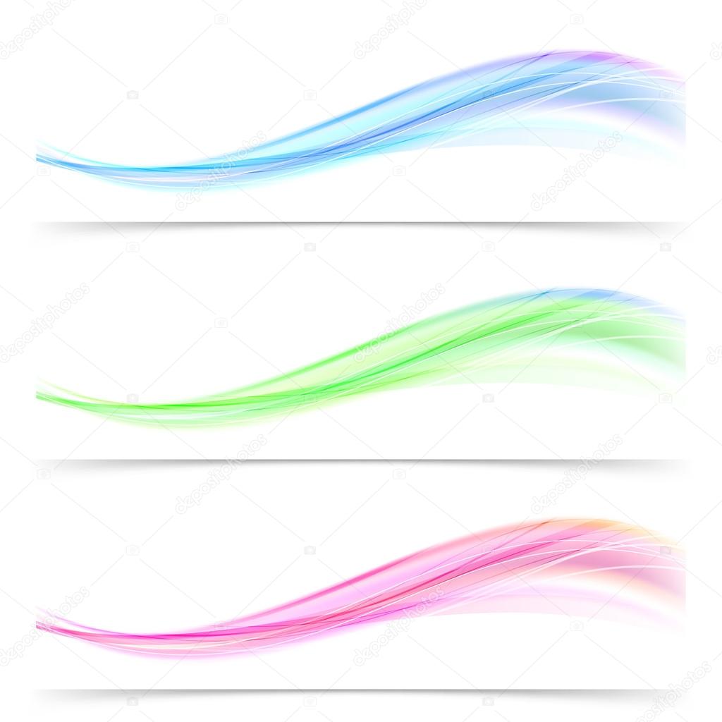 Banners with colorful wavy lines