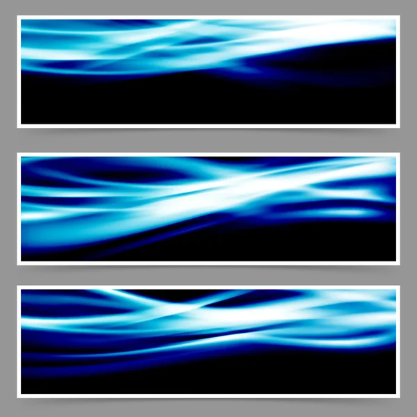 Swoosh blue wave header set — Stockvector