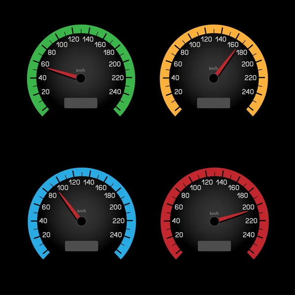 Cadran indicateur de vitesse noir — Image vectorielle