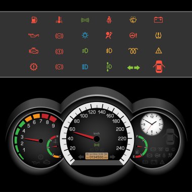 car speedometer night panel clipart