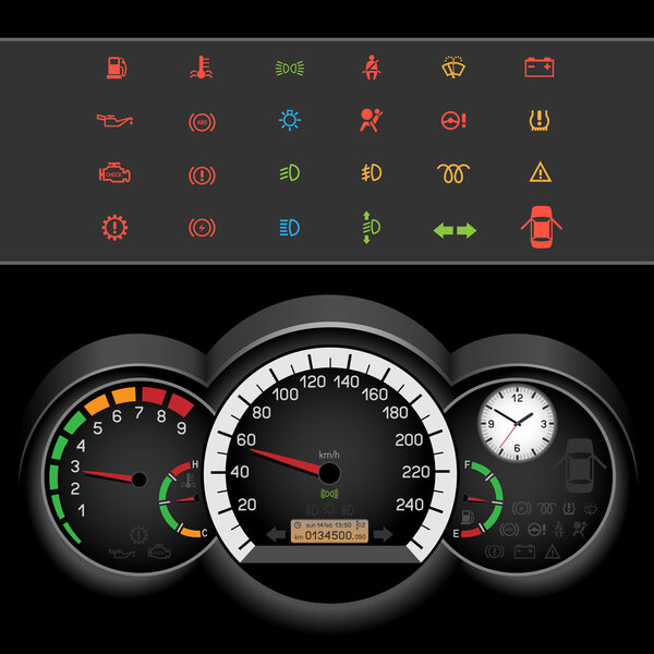 car speedometer night panel