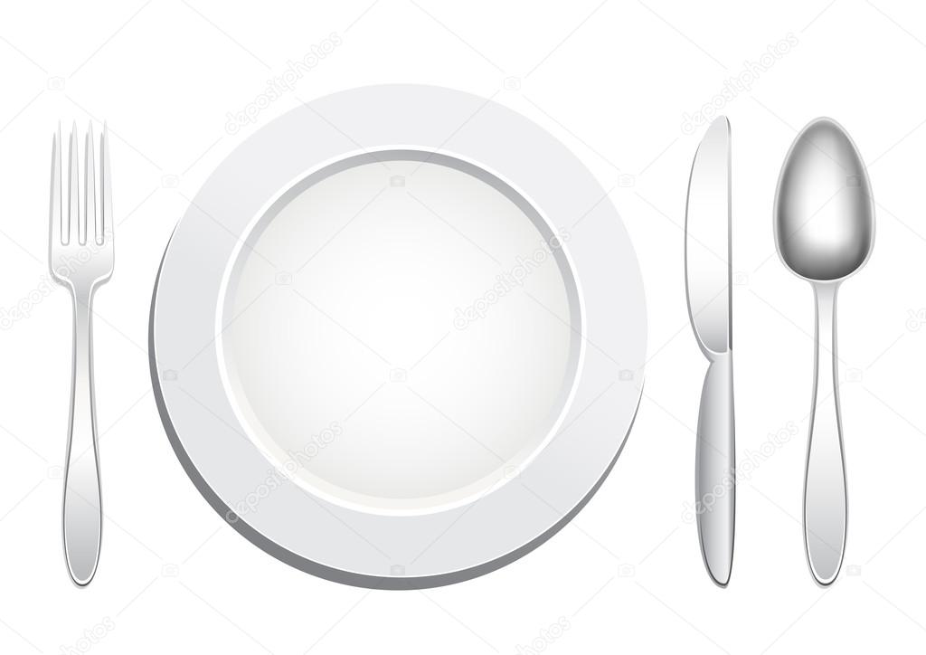 plate spoon fork knife