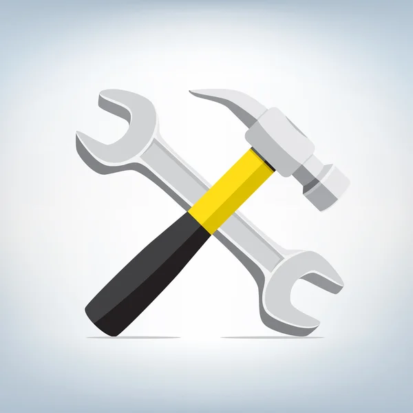 Ícone de martelo e chave —  Vetores de Stock