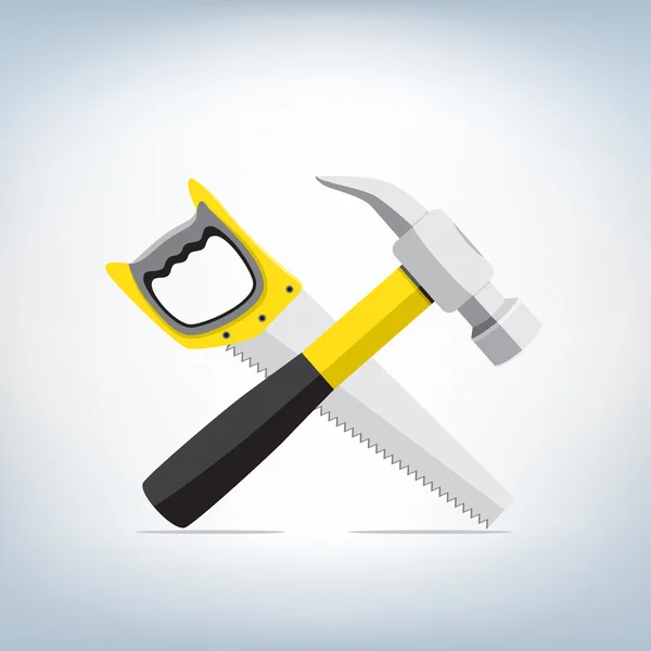 Hammer and a saw icon — Stock Vector