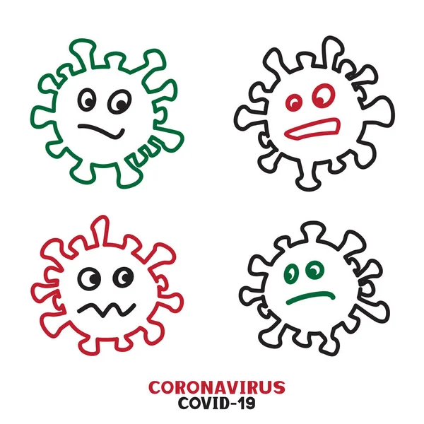 Coronavirus covid-19 rajzfilm tervezés — Stock Vector